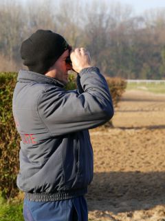 Peter Schiergen beobachtet seine Schützlinge bei der Morgenarbeit. Foto: Karina Strübbe