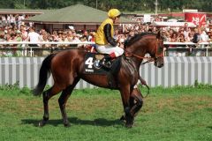 Silvano bei der Parade vor dem Derby 1999. www.galoppfoto.de - Sabine Brose