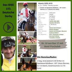 Geht mit der Nr. 10 ins IDEE 153. Deutsche Derby - Alessio. ©galoppfoto - Turf-Times - Dr. Jens Fuchs