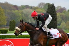 Iniesta siegt mit Timo Degel für Trainer Uwe Schwinn im FEGENTRI-Rennen Prix de Diadermine am 30.4.2016 in Düsseldorf (Foto: Ursula Stüwe-Schmitz)