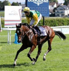 Iquitos beim Aufgalopp zum Gr. Preis der badischen Wirtschaft am 3.6.2018 in Baden-Baden - Foto: Dr. Jens Fuchs