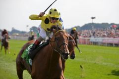 Schwärmen erlaubt ... Postponed und Andrea Atzeni in den Juddmonte International. www.galoppfoto.de - John James Clark