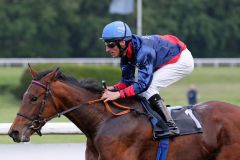 Erster Sieg beim siebten Start: Noble Colonia legt mit Andrasch Starke in Köln ihre Maidenschaft ab. Foto: Dr. Jens Fuchs