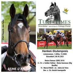 Reine d'amour siegt mit Adrie de Vries im Henkel-Stutenpreis. ©Turf-Times/Dr. Jens Fuchs