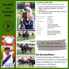 Geht mit der Nr. 1 ins IDEE 153. Deutsche Derby - Sammarco. ©galoppfoto - Turf-Times - Dr. Jens Fuchs