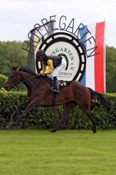 Überzeugende Maidensiegerin in Hoppegarten - Akua'na mit Eduardo Pedroza. www.galoppfoto.de - Sabine Brose