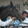 Strahlende Gesichter Bei Trainer Markus Klug und Jockey Eugen Frank. Foto: Suhr