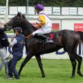 Der Züchter und Besitzer Helmut von Finck als erster Gratulant auf dem Geläuf: Sammarco gewinnt mit René Piechulek den Grossen Dallmayr-Preis, Gr. I. ©galoppfoto - WiebkeArt