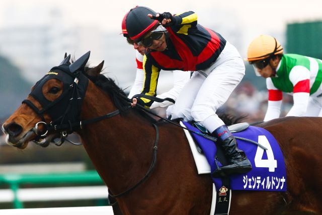 "Pferd des Jahres": Gentildonna mit Keita Tosaki up beim Sieg im Arima Kinen. www.galoppfoto.de - Yasuo Ito