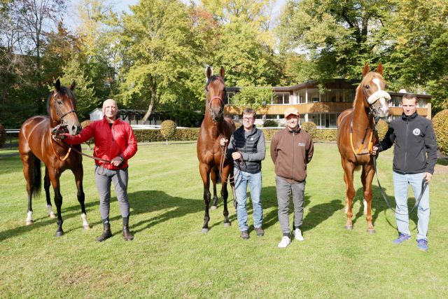 Die Kölner Hoffnungsträger im Preis des Winterfavoriten: Bristano (Miltcho Mintchev), Noble Moon (Peter Schiergen), Andreas Suborics und Django Freeman (Henk Grewe). www.klatuso.com - Klaus-Jörg Tuchel