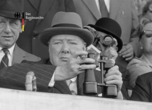 Churchill auf der Grafenberger Rennbahn. Foto: Screenshot Bundesarchiv