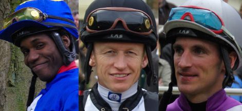 Die drei erfolgreichsten Jockeys 2010: Eduardo Pedroza, Filip Minarik und Andrasch Starke. Foto www.dequia