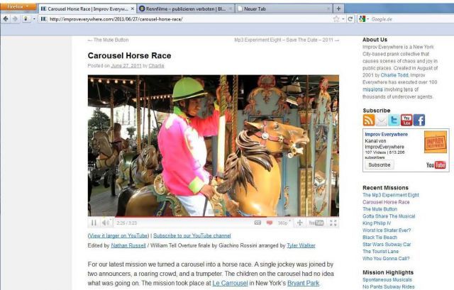 And the winner is ... rabbit. http://improveverywhere.com/2011/06/27/carousel-horse-race/