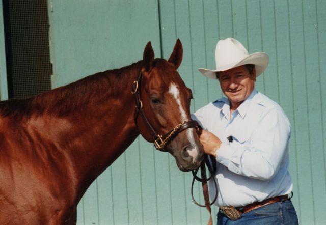 Monty Roberts und 'The Great Lomitas' - als Team wurden beide berühmt. www.rennstall-woehler.de