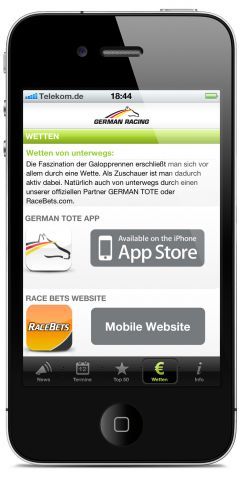 Neu und kostenlos im App Store - die German Racing App. Foto German Racing