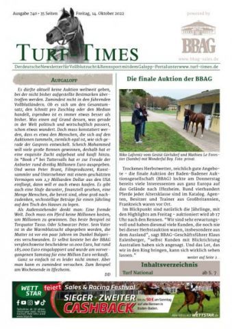 Der Turf-Times Newsletter, Ausgabe 740, ist da!