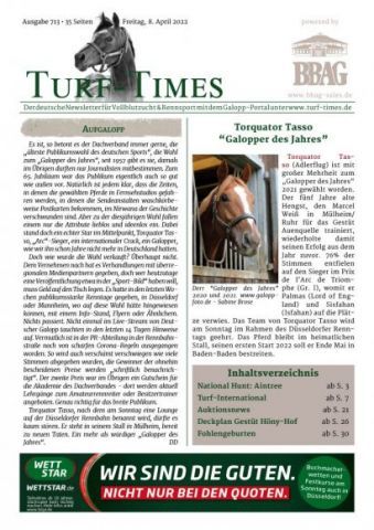 Der neue Turf-Times Newsletter, Ausgabe 713, liegt zum kostenlosen Download bereit ....