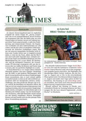 Der Turf-Times Newsletter, Ausgabe 731, ist da!