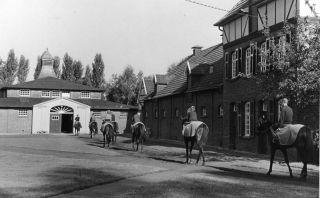 Auf dem Weg in den Trainingsstall, der 1926 erbaut wurde