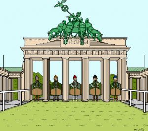 Am Tag der Deutschen Einheit machen selbst die Pferde der Quadriga auf dem Brandenburger Tor große Augen