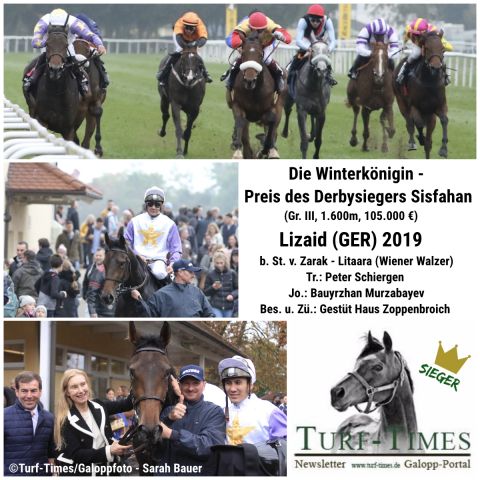 Die Winterkönigin - Preis des Derbysiegers Sisfahan: Lizaid heißt die Siegerin für Ina Emma Zimmermann und Trainer Peter Schiergen. ©Turf-Times/Galoppfoto - Sarah Bauer