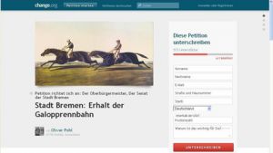 Im Internet gibt es die Möglichkeit eine Online-Petition für den Erhalt der Bremer Galopprennbahn zu unterschreiben
