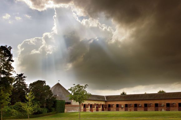 Die alten Hengstboxen und die Deckhalle im Haras de Saint Pair