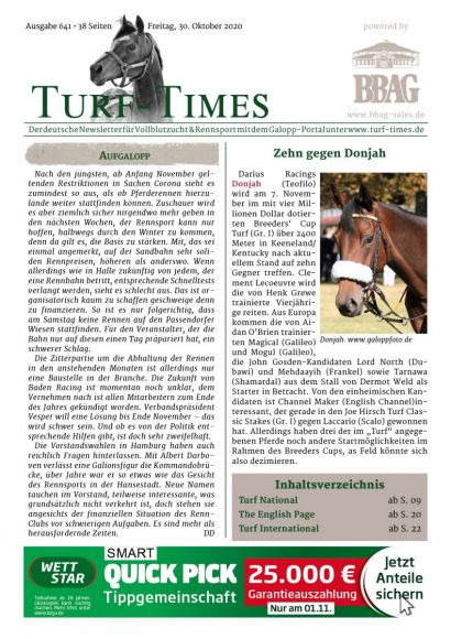 Turf-Times Ausgabe 642 vom 30. Oktober 2020