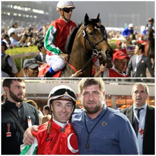 Auf rätselhafte Art und Weise verschwunden: Der einstige Derbyzweite und jetzt im Besitz von Ramona Kadyrow stehende Zazou - hier mit Olivier Peslier in Dubai. ©galoppfoto - Frank Sorge
