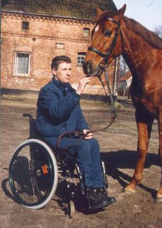 Christian Zschache mit Arrivato, sein erstes Pferd als Besitzertrainer. Foto: www.galoppfoto.de - Frank Sorge